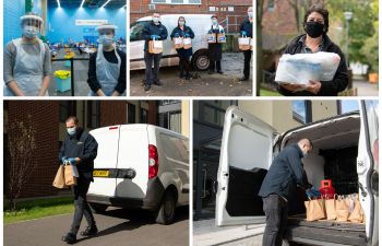 Collage of staff responding to Covid-19 pandemic